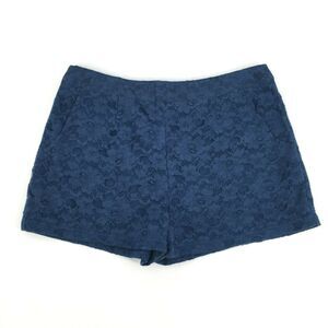 Tulle Mid Rise Casual Full Lace Shorts Size 4 Womens Back Zip Dark Navy Blue S